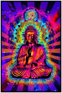 COSMIC OM - BUDDHA - SCHWARZLICHT POSTER - 23X35 BEFLOCKT 53188 - Bild 1 von 1