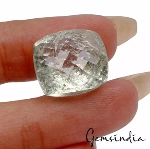 19.50 Ct. Natural Untreated Aquamarine 15mm Square Cut Certified Loose Gemstone - Picture 1 of 6