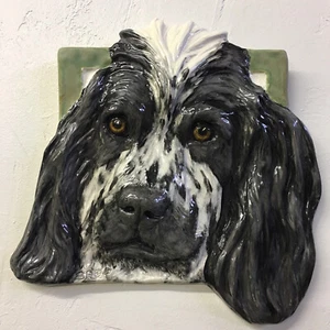 English Cocker Spaniel Dog Ceramic Tile Handmade 3d Pet Portrait Alexander Art - Picture 1 of 7