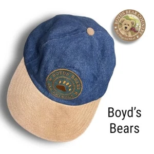 VINTAGE Boyds Bears And Friends Bearwear Denim/Suede Baseball Cap Adjustable Hat - Picture 1 of 6