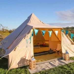 5m Bell Tent with Porch Fire Retardant 100% Cotton Canvas by Life Under Canvas - Picture 1 of 16