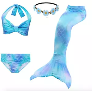 Crazyfamily Girls Mermaid for Princess Bikini Bathing Suit Set - 3-4 Yrs - Picture 1 of 3