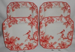 Juego (4) 222 PLATOS DE CENA CUADRADOS QUINTO CARRIL NAVIDAD PATRÓN - Imagen 1 de 8