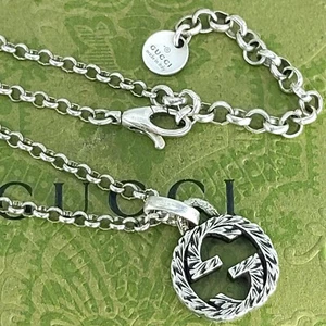 Gucci Interlocking G Arabesque engraving Pendant Necklace Sterling Silver 925 - Picture 1 of 24