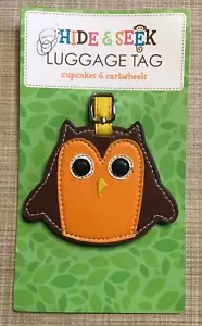 OWLS! NEW Hide & Seek owl leather luggage tag - Picture 1 of 3