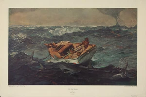 WINSLOW HOMER XRare Vtg 1940 'Colorprint' Collotype THE GULF STREAM, D.A. Inc NY - Bild 1 von 1