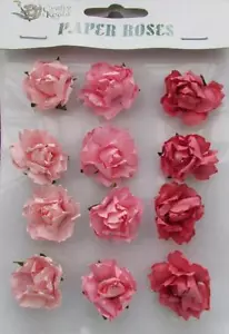 Adhesive Paper Roses Flowers Shades of Pink Perfect for Card Making Scrabbooking - Foto 1 di 1