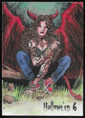 2025 Perna Studios Halloween 6 SKETCH card - Lady Demon by Edde Wagner - Image 1 of 2