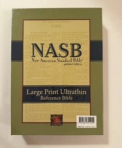 NASB Large Print Ultrathin Bible Black Calfskin Leather 2007 READ - Imagen 1 de 24