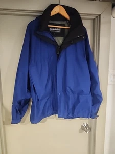 Timberland Mens Performance Hooded Rain Jacket Size Medium Blue Goretex - Picture 1 of 9