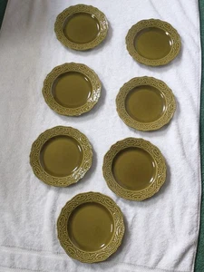 Regency Ironstone Canonsburg Pottery Green Set of 7 Bread Plates 7 1/4" - Picture 1 of 4