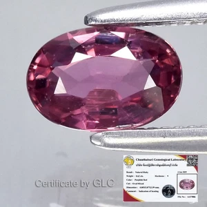 π GLC CERTIFIED* 0.62ct VS Oval Natural Purplish Red Ruby - Heated, Mozambique - Foto 1 di 5