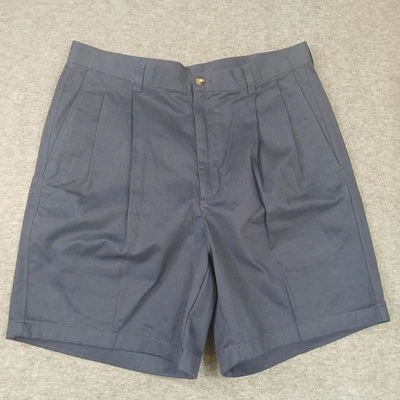 Haggar Mens Casual Shorts Solid Navy Blue Flat Front Stretch Pockets Zip Size 34 - Image 1 of 4