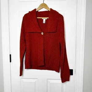 Cambridge Dry Goods Lambs Wool Rabbit Hair Burnt Orange Snap Closure Cardigan XL - Picture 1 of 5
