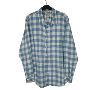 L.L.BEAN Blue Check Shirt Long Sleeve Casual Linen Mens L - Picture 1 of 5