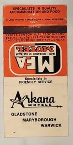Matchcover Australia Motel Federation Arkana Gladstone Maryborough Warwick - Picture 1 of 2