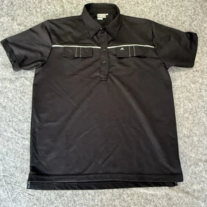 J Lindeberg Polo Shirt XL Black Polyester Short Sleeve Golf Casual Mens - Imagen 1 de 14