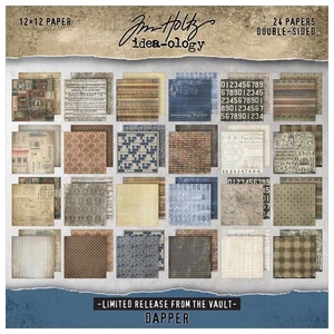 Tim Holtz DAPPER Vaut Limited Release Paper Stash 12x12, 24 Sheets - Picture 1 of 1
