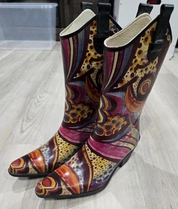 Corkys “NOMAD YIPPY” Rubber Cowboy Rainboots ~ Women's Size 8 - Picture 1 of 9
