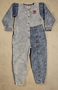 Maglione Vintage Little Levis Taglia 6X Bambini Denim Lavato Acido Snap Up USA Stripe - Foto 1 di 10