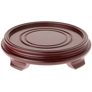 Plymor Red Round Wood Veneer Footed Display Base, 7.25" W x 7.25" D x 1.75" H - Picture 1 of 1