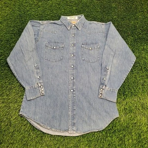 Vintage Big-Mac Pearl Snap Denim Shirt L/LT 22x31 Faded Blue - Picture 1 of 13
