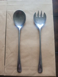 Juego de tenedor y cuchara para servir ensaladas de plata vintage FB Rogers Italia - Imagen 1 de 5