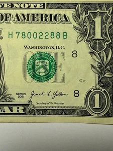 Three Consecutive Pairs One Dollar Bill 0s 2s 8s District 8 H78002288B Fancy - Picture 1 of 10