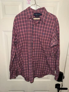 Polo Ralph Lauren Hemd Herren Large rot blau kariert Knopf Langarm (52) - Bild 1 von 3