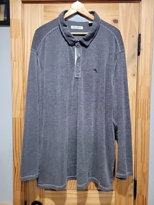 Tommy Bahama Mens 3XB Flip Coast Long Sleeve Fishing Shirt Gray Stripe Tencel - Picture 1 of 5