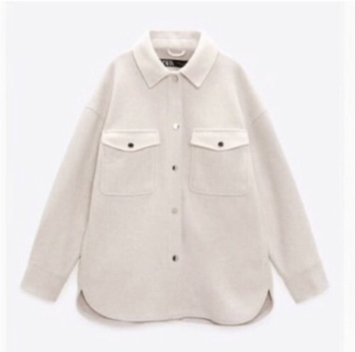 OFF WHITE Zara Off White Sovracamicia Morbida con Bottoni Shacket Giacca Donna Piccola Nuova senza etichette