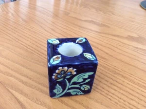 Hand Crafted In India For C.G.B Blue Square Candle Holder NEW - Picture 1 of 4