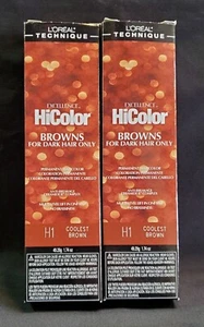 L'Oreal Hicolor Browns For Dark Hair Only H1 Coolest Brown 1.74oz (2 Pack) - Picture 1 of 1