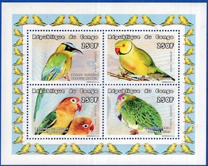 Papageien, Kongo, Komplettsatz, postfrisch, sehr guter Zustand - Bild 1 von 1