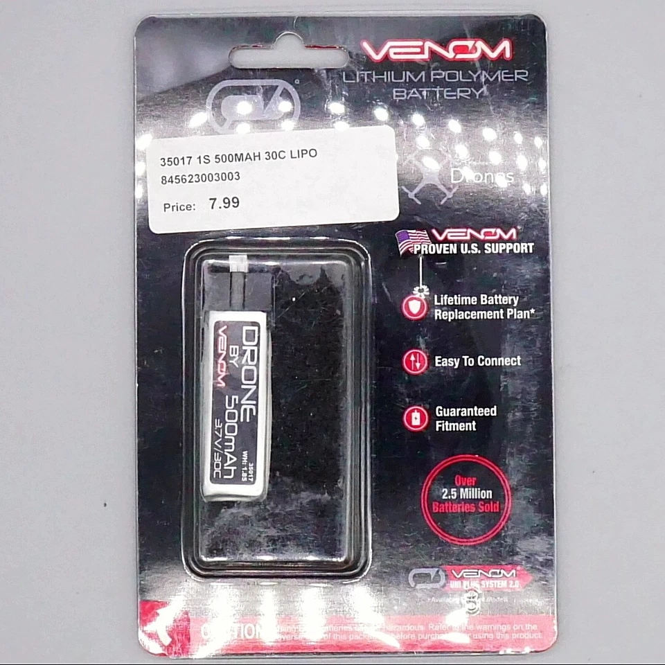 Venom Gara 35017 Lipo 1S 3.7V 500mAh 30C Jst-Mcx - Immagine 1 di 1