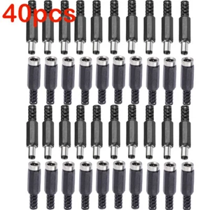 40PC DC Power Plug Adapter Male Female Socket Jack Cable Connector 5.5 x 2.1mm - Picture 1 of 10