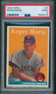 1958 Topps Roger Maris Rookie Card RC #47 PSA 2 GOOD Cleveland Indians C2
