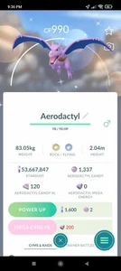Pokemon Shiny Aerodactyl Wearing a Satchel - TRA'DE 20k Dust GO - Description - Picture 1 of 1