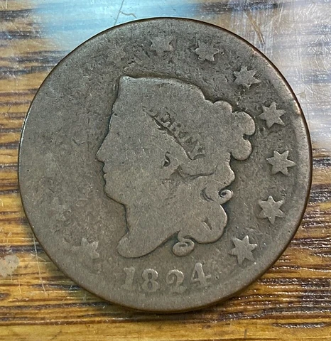 1824 Large Cent Original Brown G- Nice Planchet CHN Cover