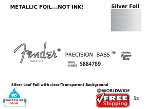 Fender Precision Bass Guitar Decal Foil Waterslide Headstock Restoration Logo 5s - Picture 1 of 1