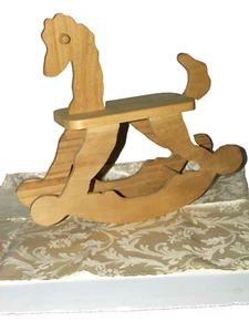 unfertiges Holz Schaukelpferd mit Plattform für Puppe 13,5x5x12,5" (Nähen Sie RM) - Bild 1 von 5