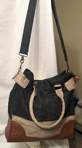 Borsa/borsa a tracolla Monroe and Maine grande mista Media Denim, denim, finta pelle - Foto 1 di 5