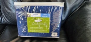 Living Quarters Perfect Performance 400 Fadenzahl Blatt Set King Size Blau - Bild 1 von 4