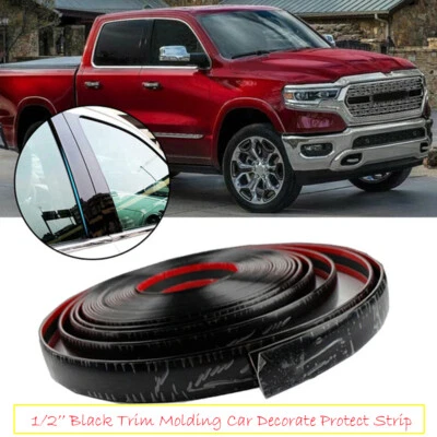 Black Out Body Side Molding Trim Strip Car Doors Cabin Roof Trunk Decoration Lot - Image 1 of 4