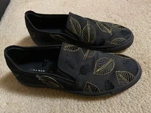 ZARA Slip-On SHOES Sz 8, loafers MEN'S black yellow SIZE 41 Mens - Picture 1 of 10