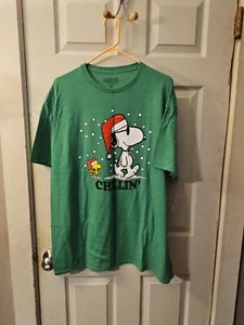 Peanuts Snoopy And Woodstock Tee Green Mens Xl Short Sleeve - Picture 1 of 4