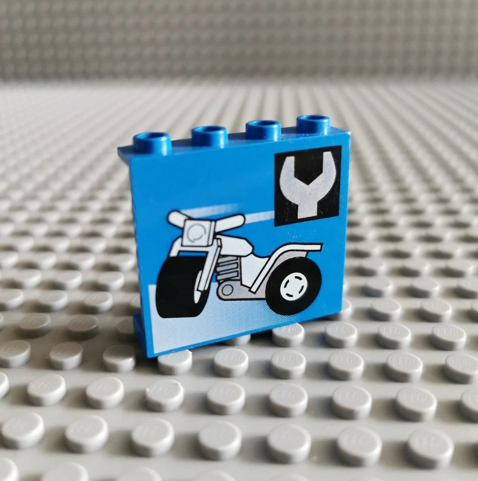 LEGO Paneel Wand 1x4x3 blau bedruckt Motorrad 4215bpx26 P28 - Bild 1 von 1