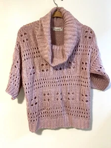 Dress Barn Sweater Top Women's PM Mauve Pink Turtleneck Cowl Neck Short Sleeve - Picture 1 of 5