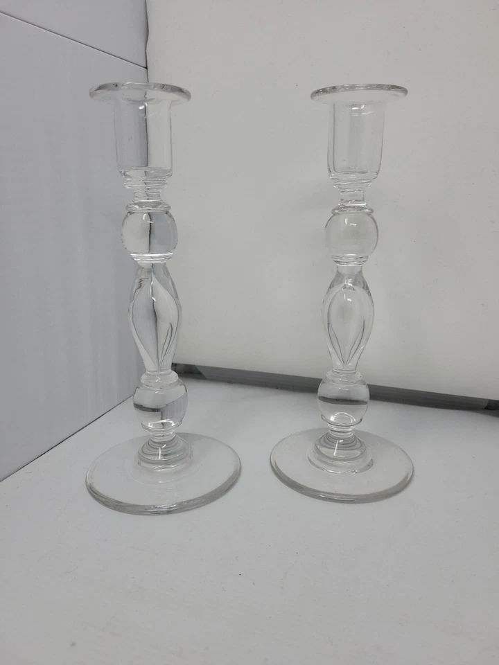 Pair of Royal Brierley Glass Candlestick Holders c. 1930 9 7/8" - Image 1 of 4