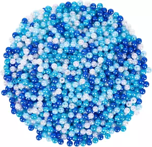 1200Pcs Winter Pearl Beads,Blue White round 6Mm Pearl Beads for Jewelry Making C - Picture 1 of 7